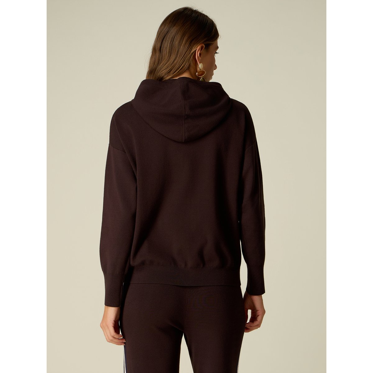 Sweat à capuche avec zip marron, OLTRE