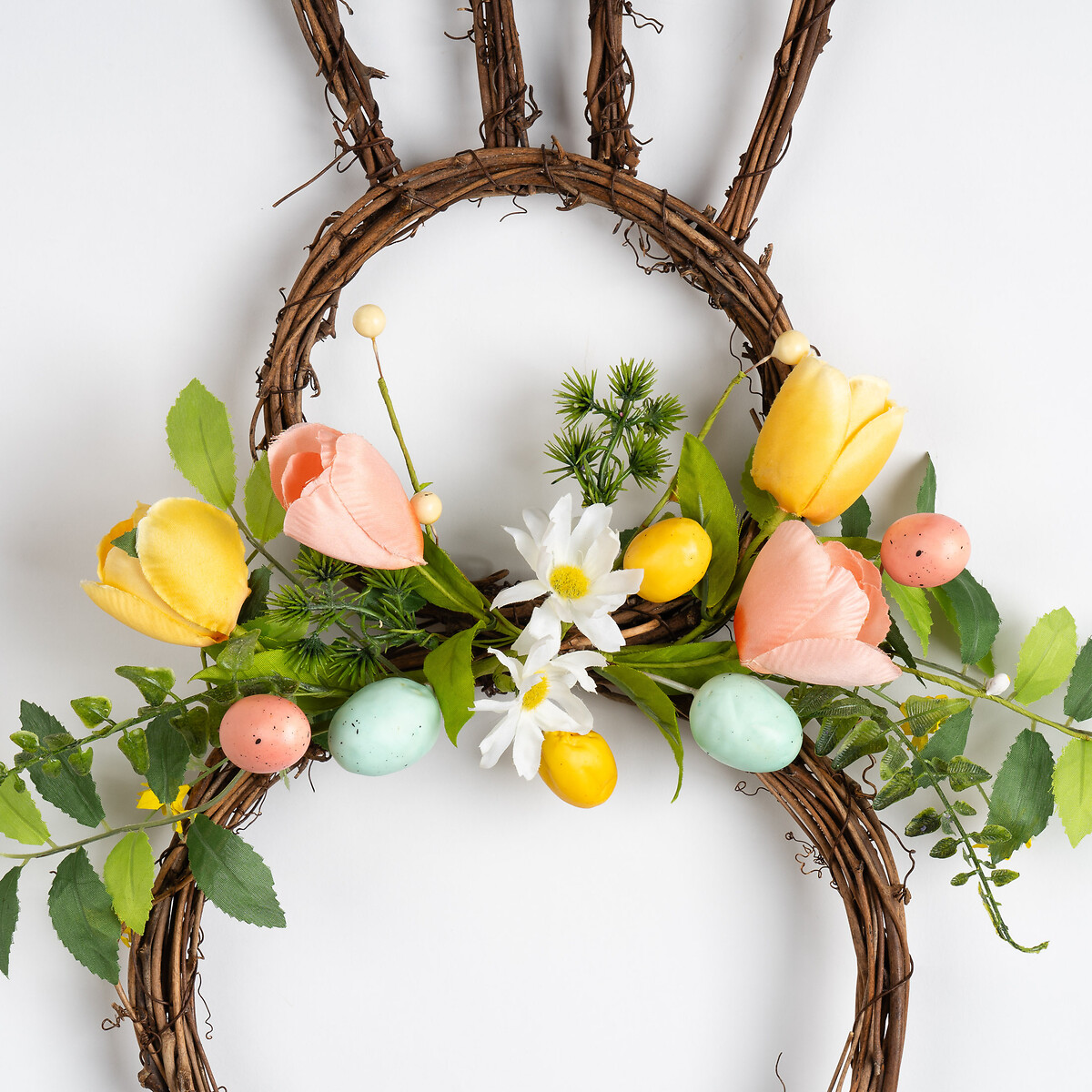 54cm Tulip Bunny Shaped Wreath multi-coloured, SO'HOME