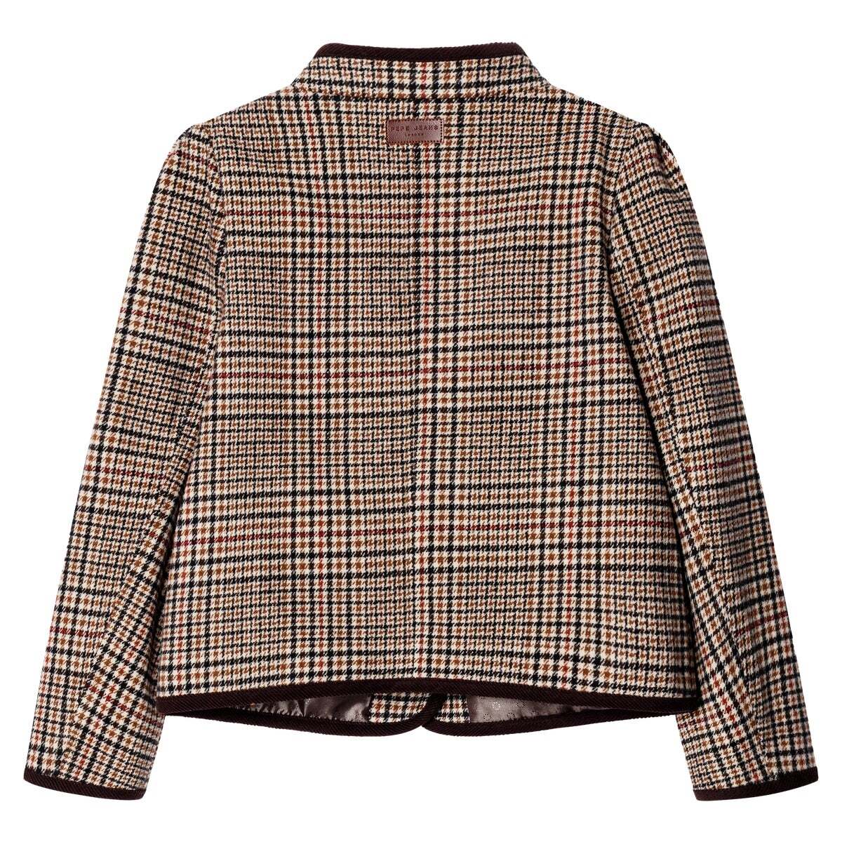 Veste À Carreaux À Col Mao brun terre, PEPE JEANS