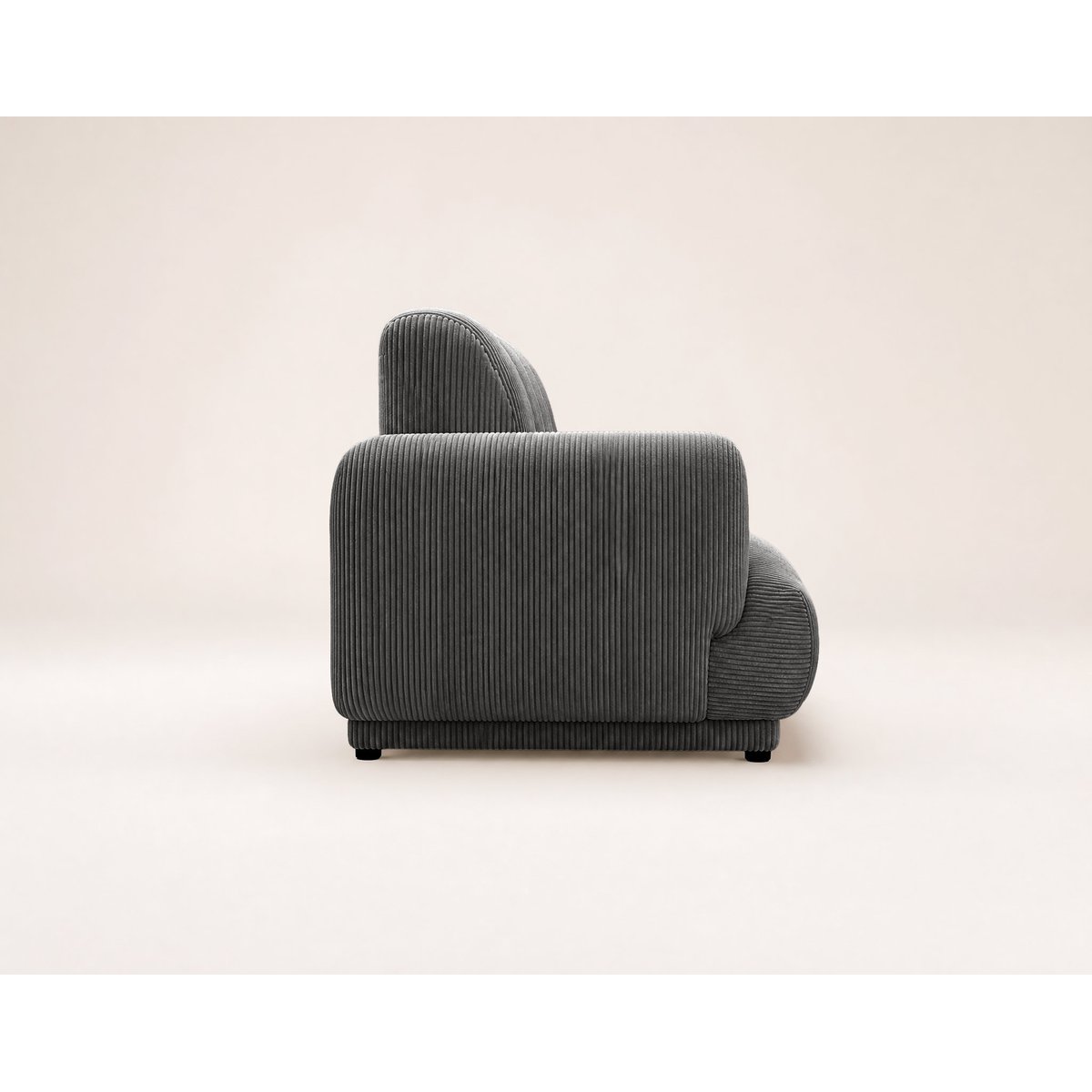 Luigi - Canapé droit 3 places en velours côtelé gris, BEST MOBILIER