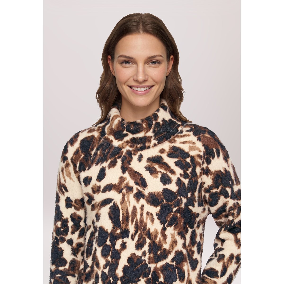 Pull-over en maille à col beige/noir, BETTY BARCLAY