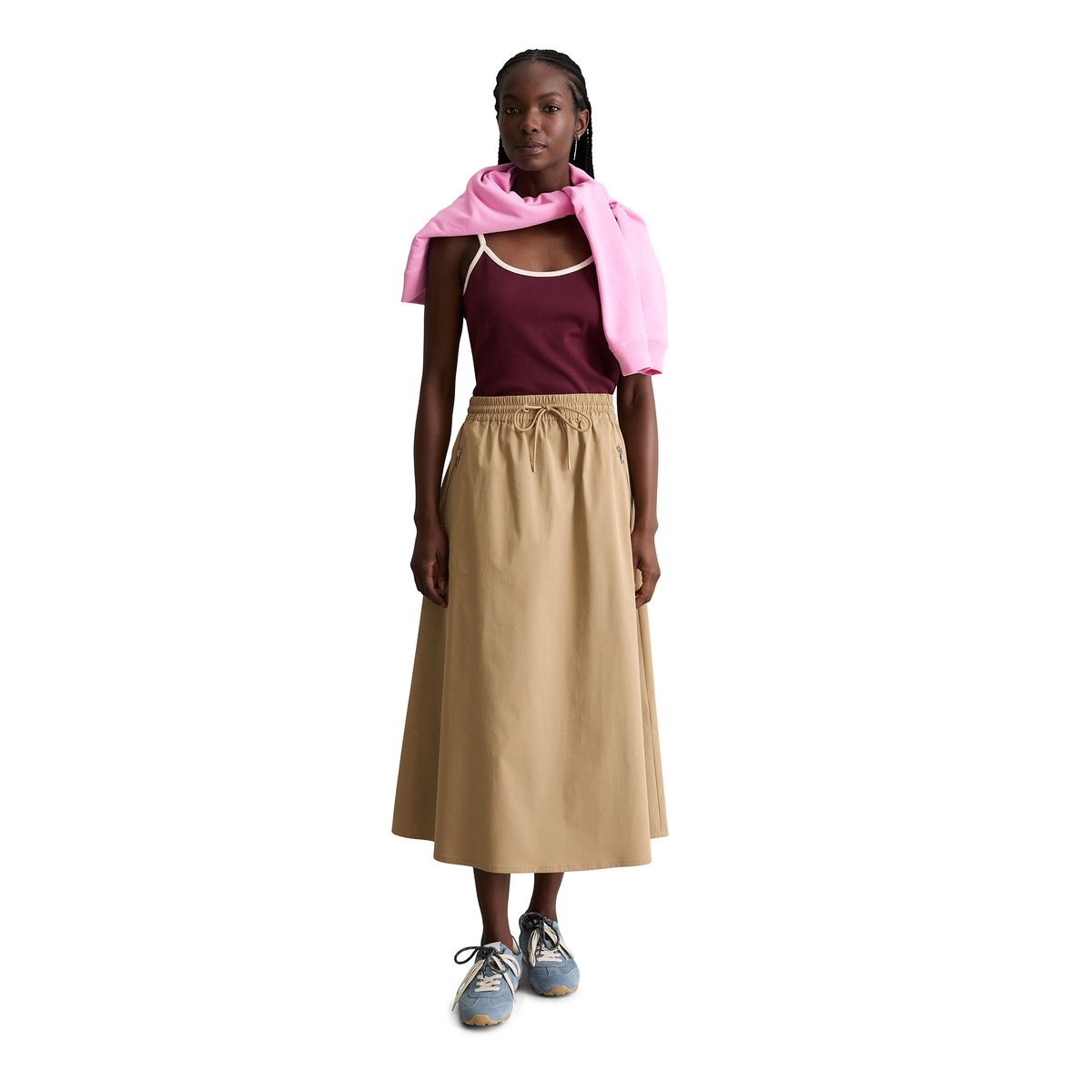Jupe évasée en coton organique mélangé stretch beige, MARC O’POLO DENIM