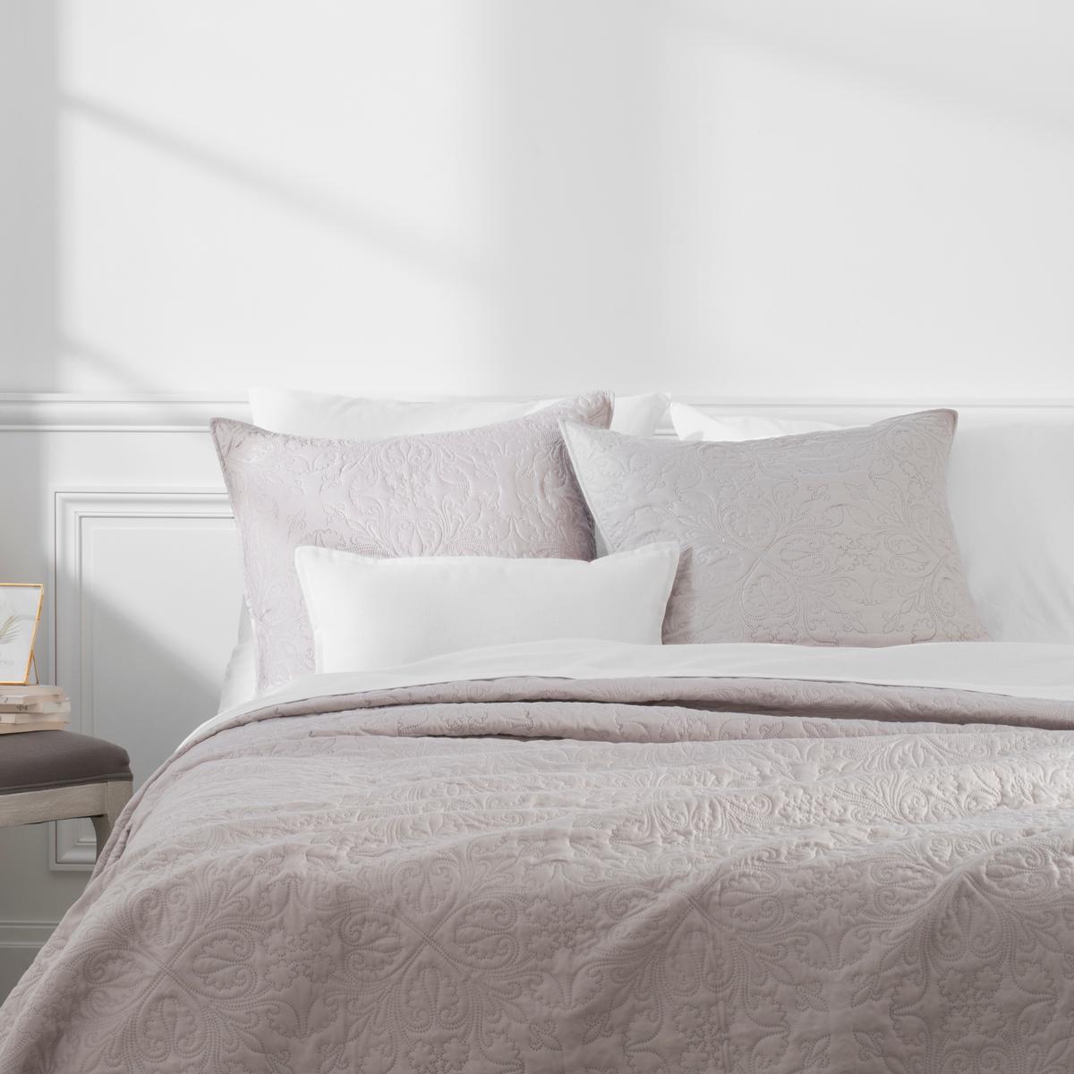 Dessus de lit avec taies ARABESQUE beige lin, ATMOSPHERA