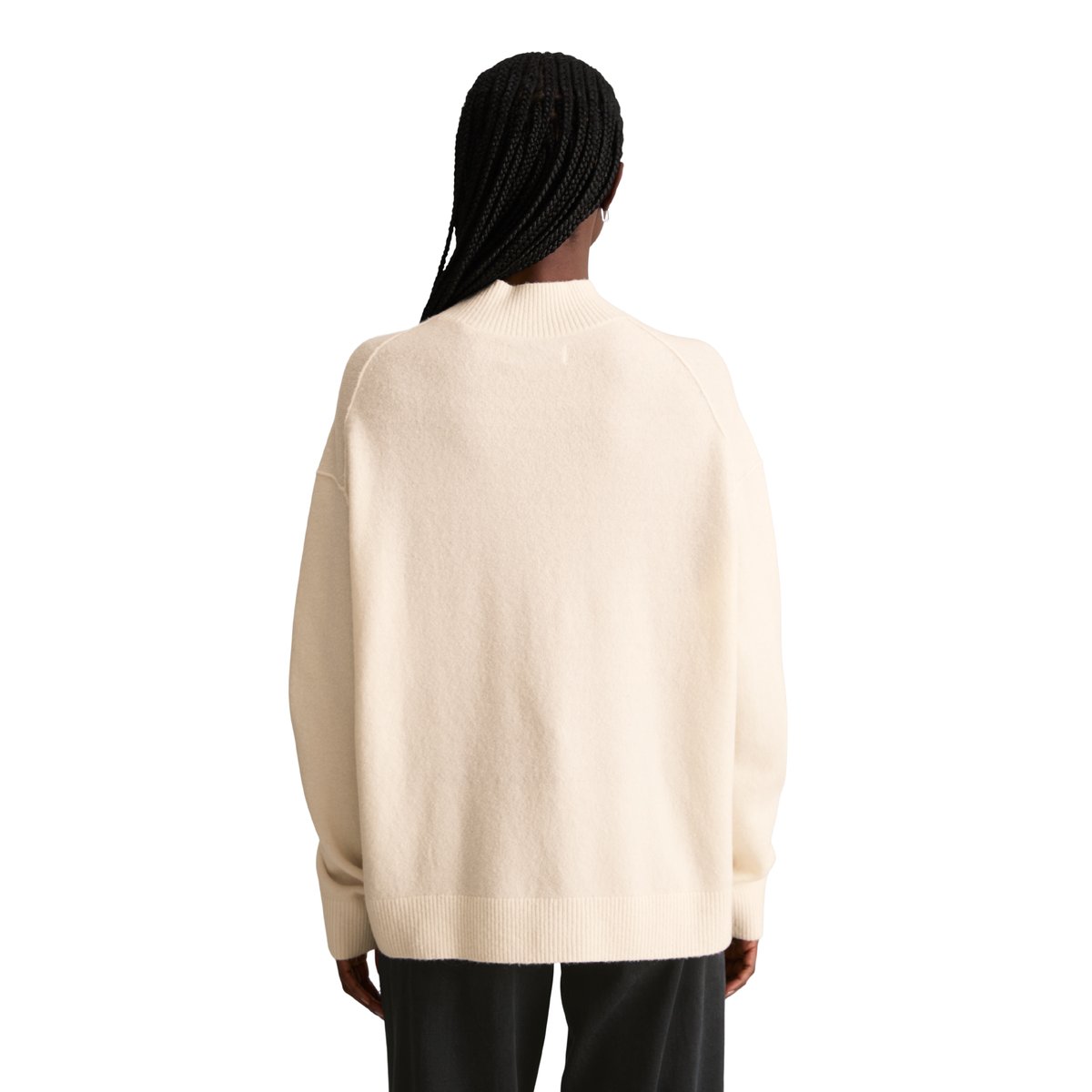 Pull en tricot regular en doux mélange de laine vierge blanc naturel, MARC O’POLO DENIM