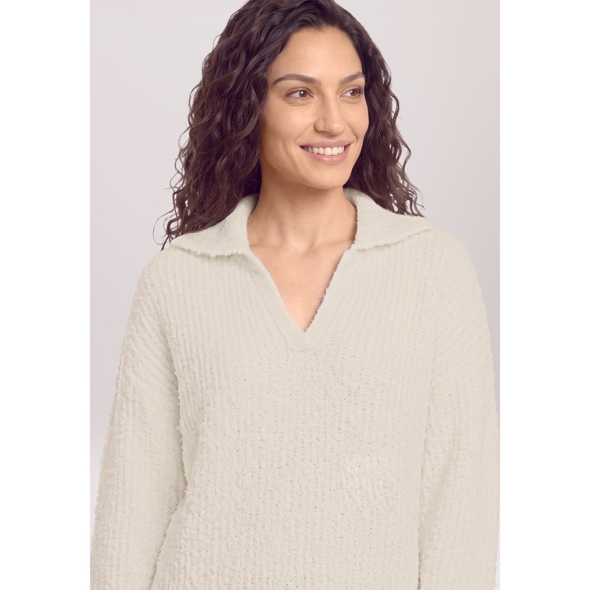 Pull-over en maille à encolure en v eggnog, CARTOON
