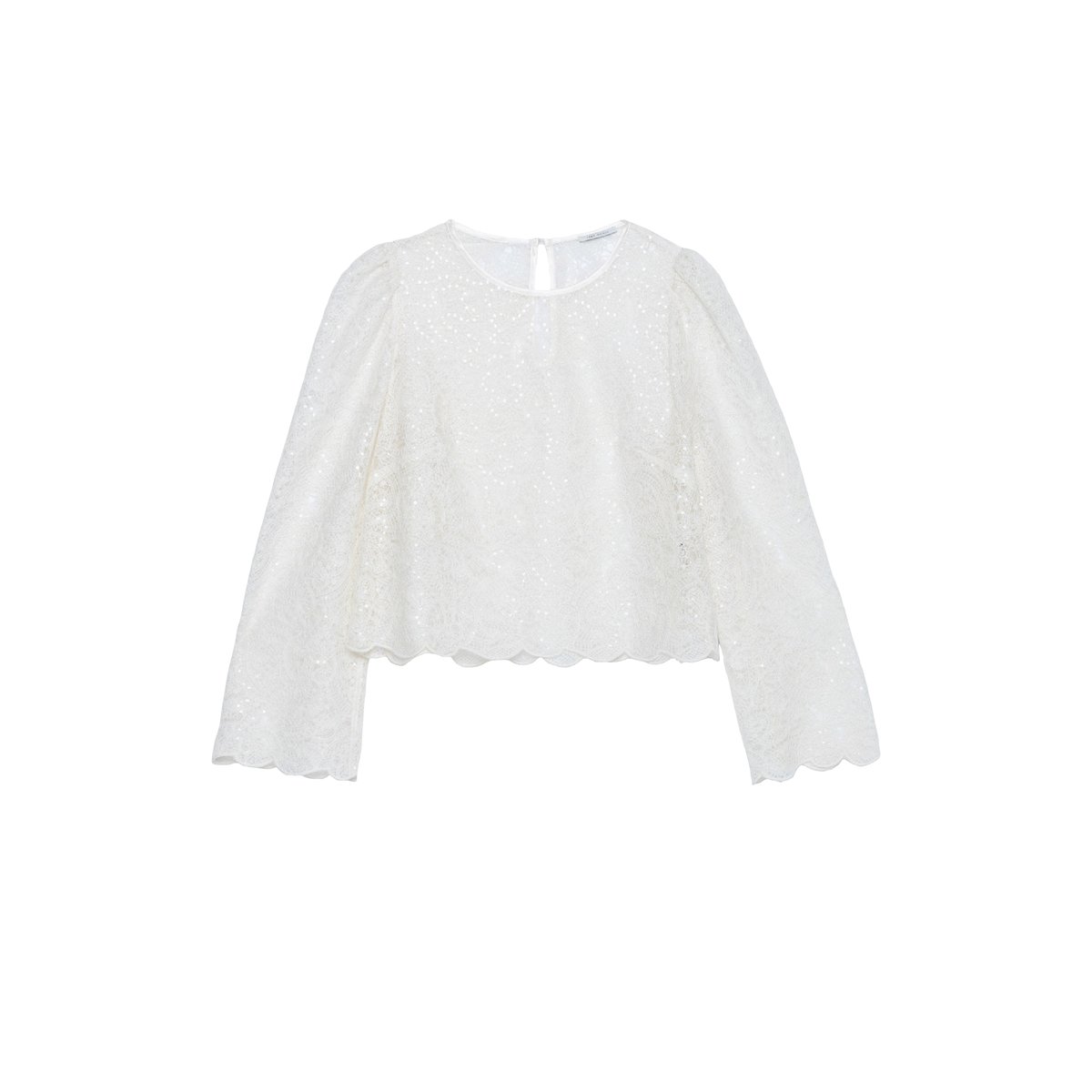 Blouse courte en dentelle ecru, IKKS