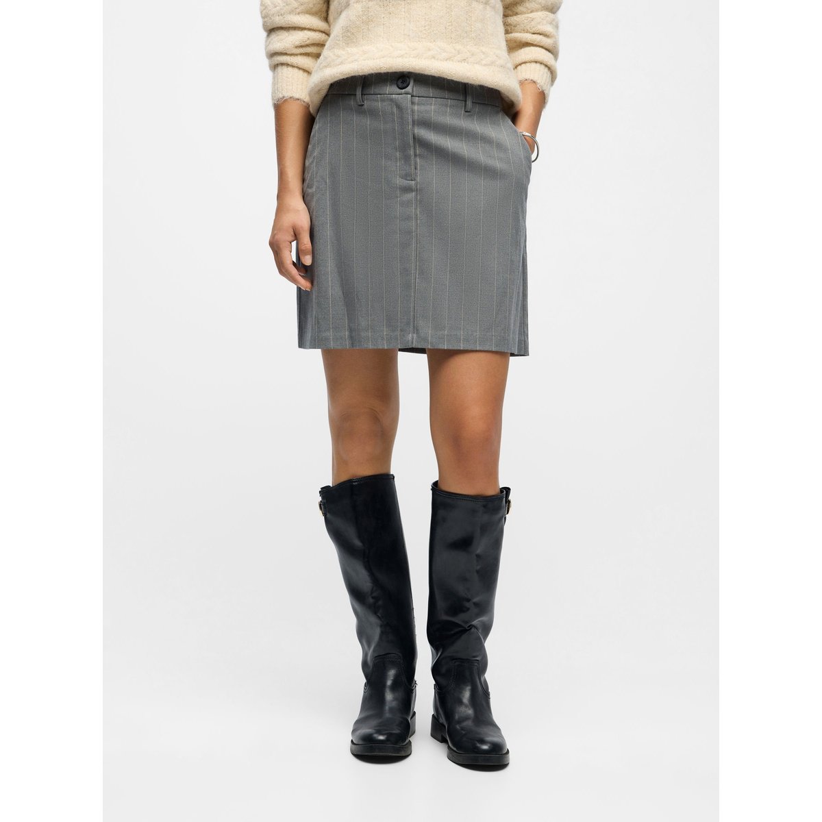 Mini-Jupe medium grey melange, OBJECT