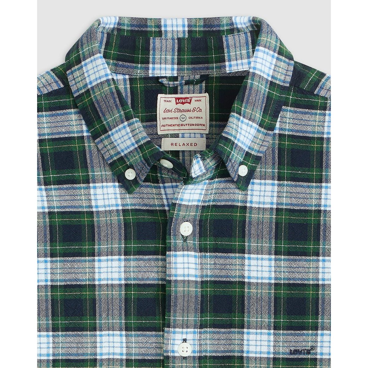 Authentiek button down overhemd geruit groen, LEVI'S