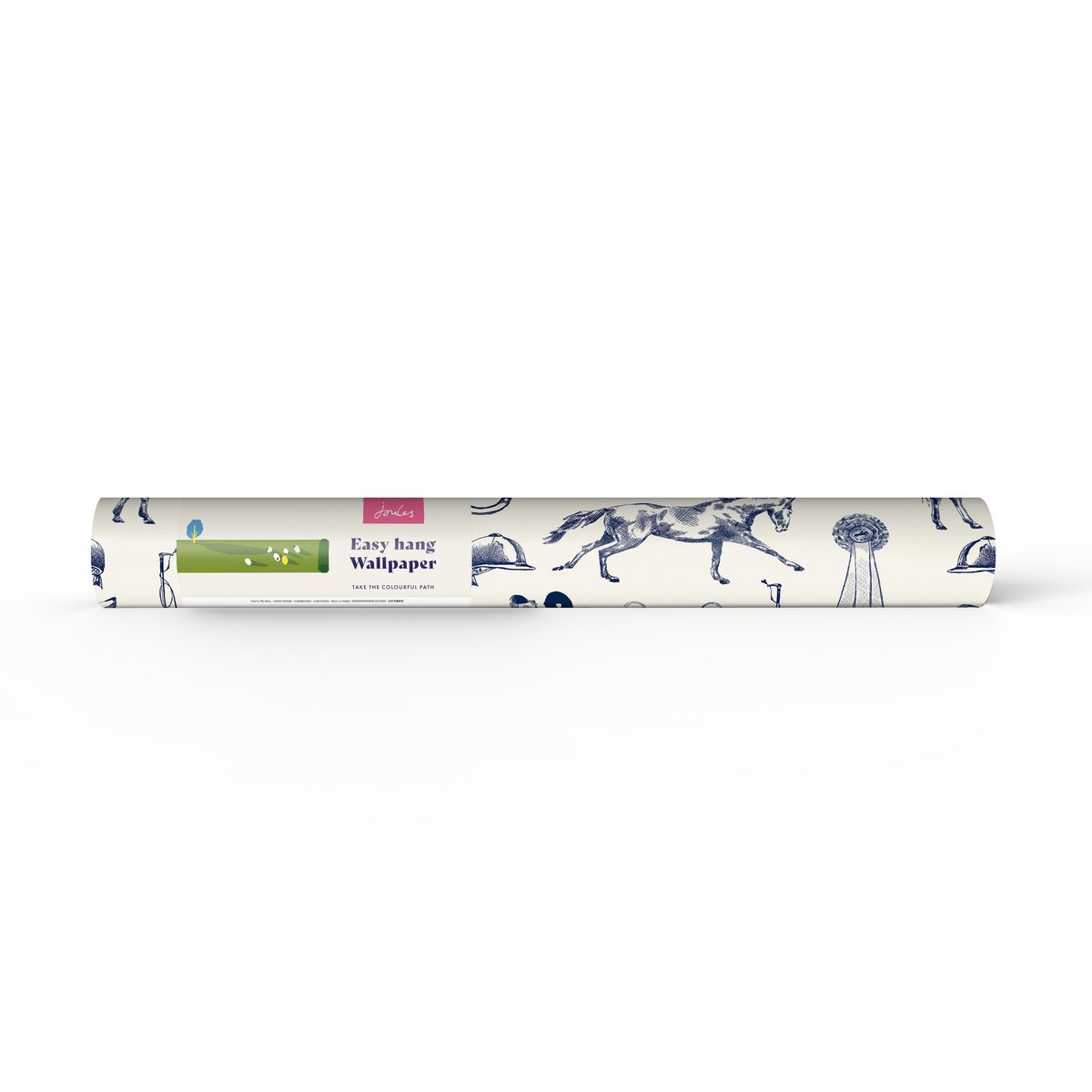 Papier peint Vive l'équitation ! bleu, crème, JOULES