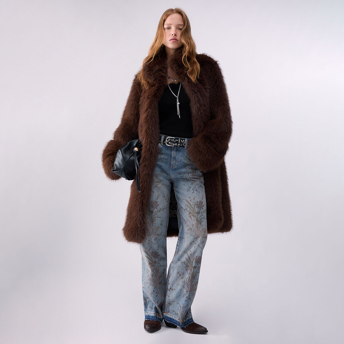 Jean taille haute avec imprimé denim bleu, LIU JO