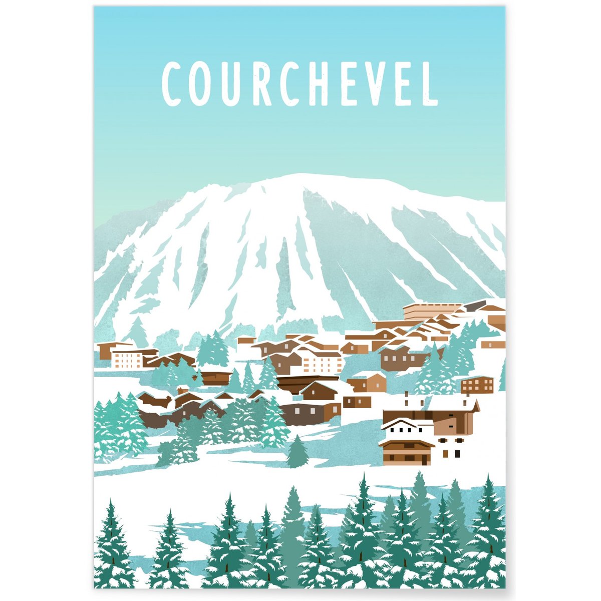 Affiche ville Courchevel blanc, L'AFFICHERIE