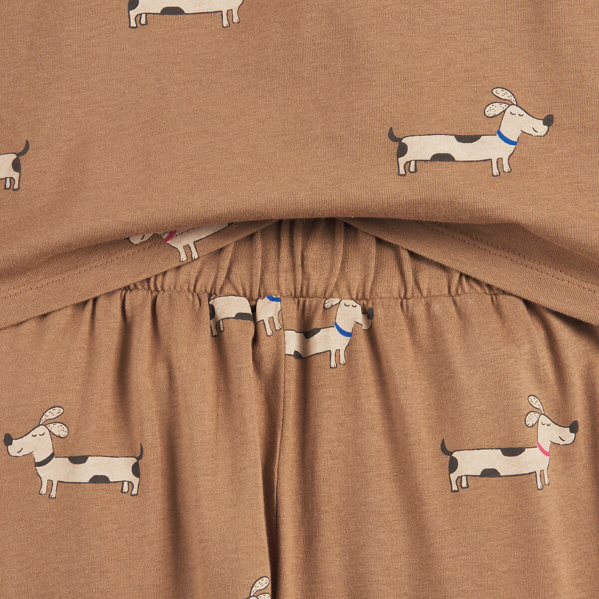 Lot de 2 pyjamas 1 rayé et 1 imprimé teckel marron/beige, LA REDOUTE COLLECTIONS