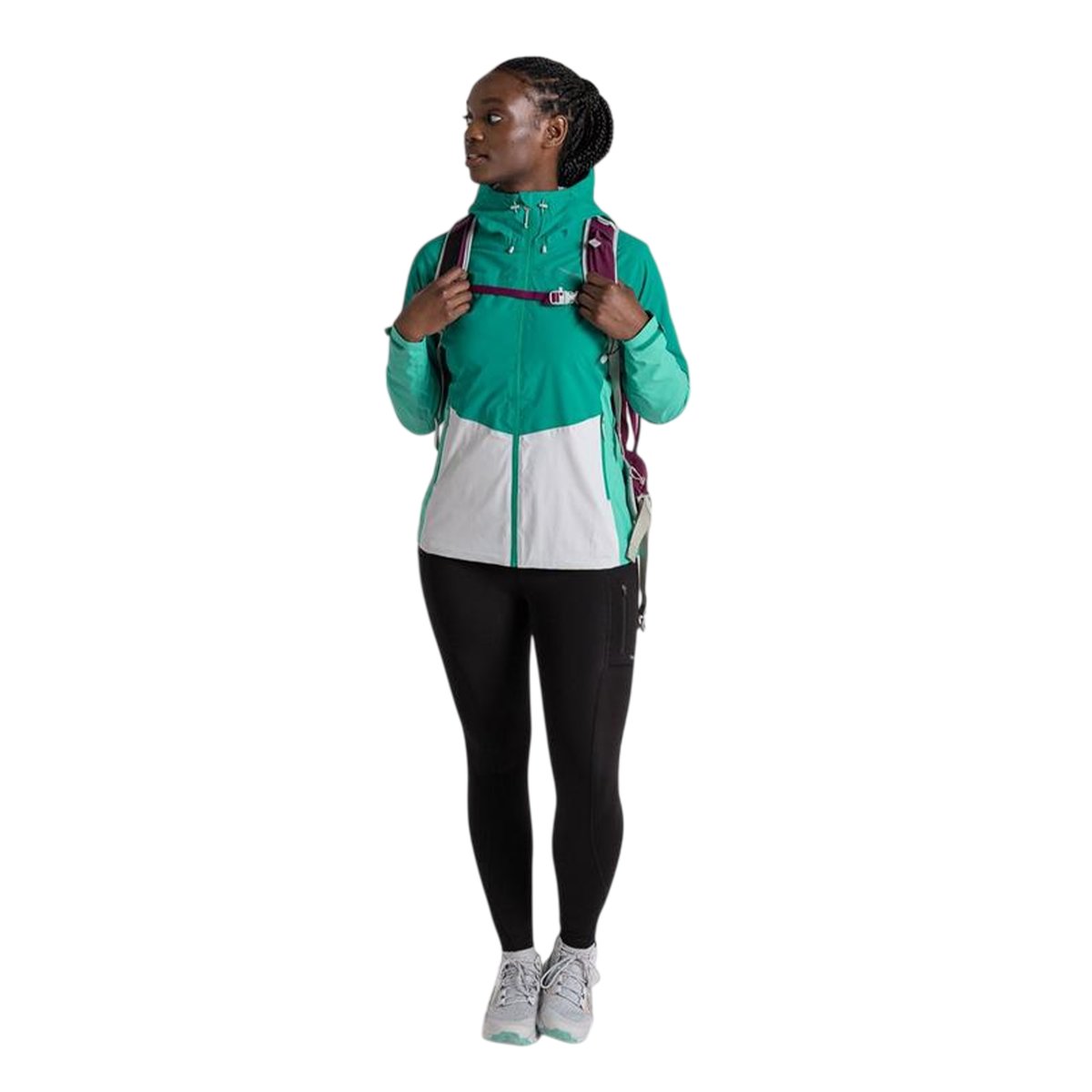 Coupe-vent à capuche motif/style blocs de couleurs JAMILA vert turquoise / vert sarcelle / blanc, CRAGHOPPERS
