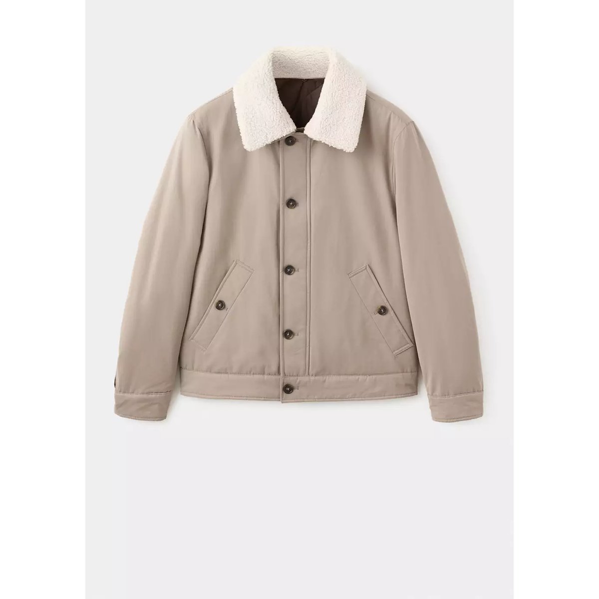 Veste matelassée à col moutonné sable, MANGO MAN