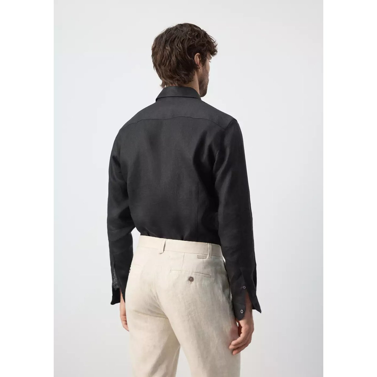 Chemise slim-fit 100 % lin noir, MANGO MAN