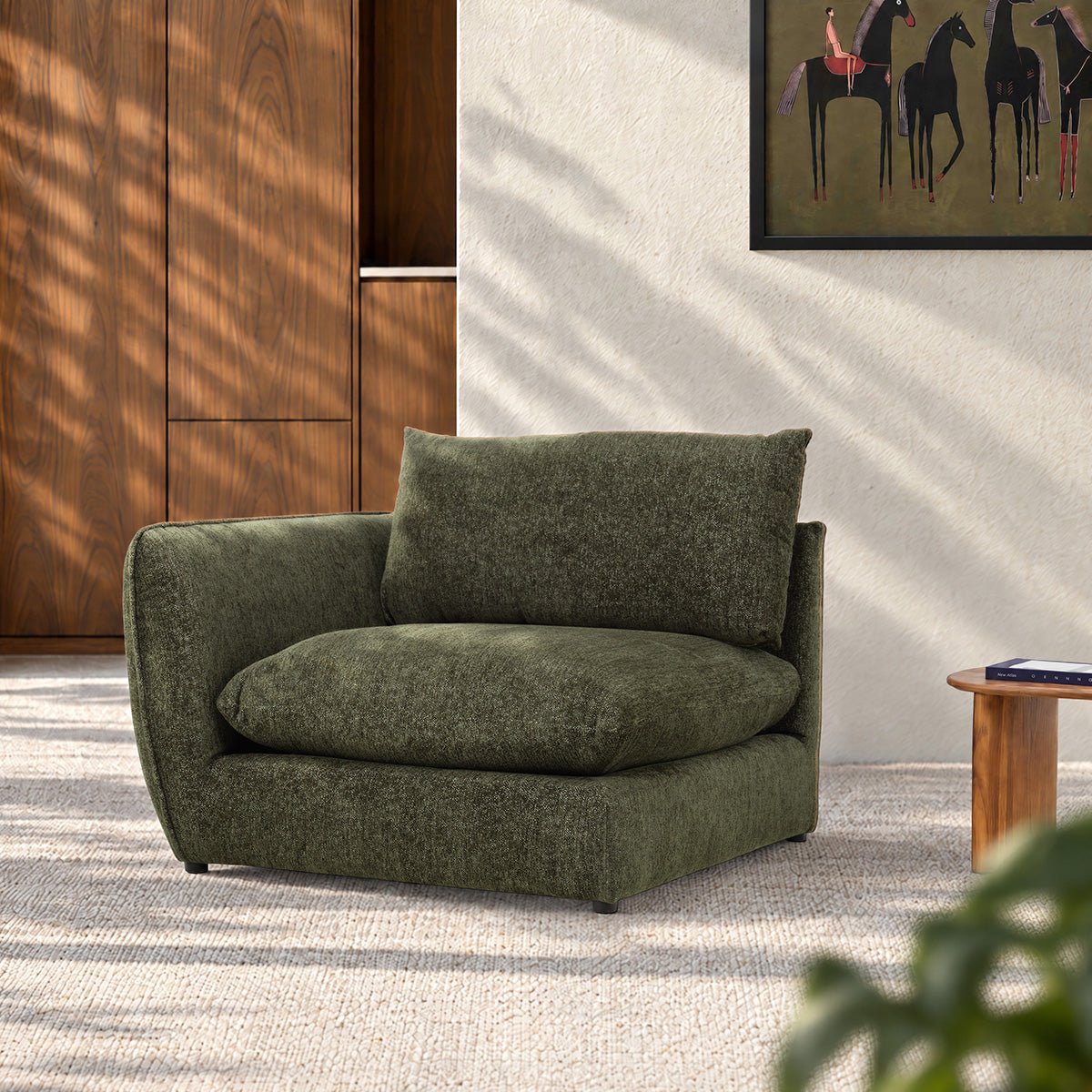 Angle gauche modulable en chenille chiné  LEOPOLD vert, BERAH GETAH