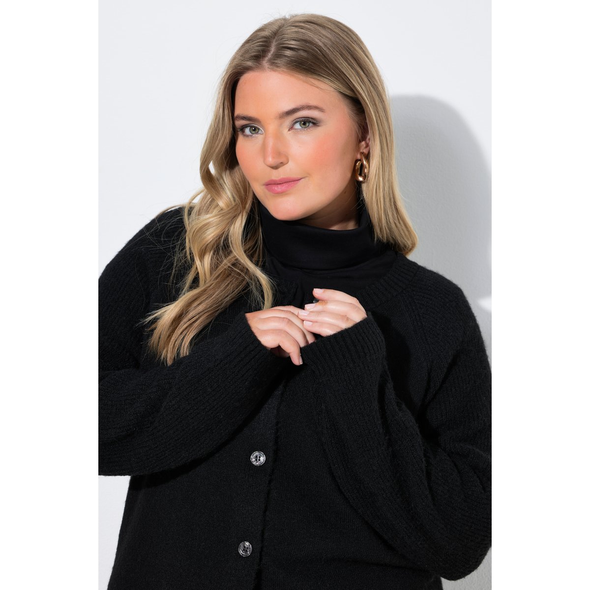Cardigan chiné, encolure ronde noir, ULLA POPKEN