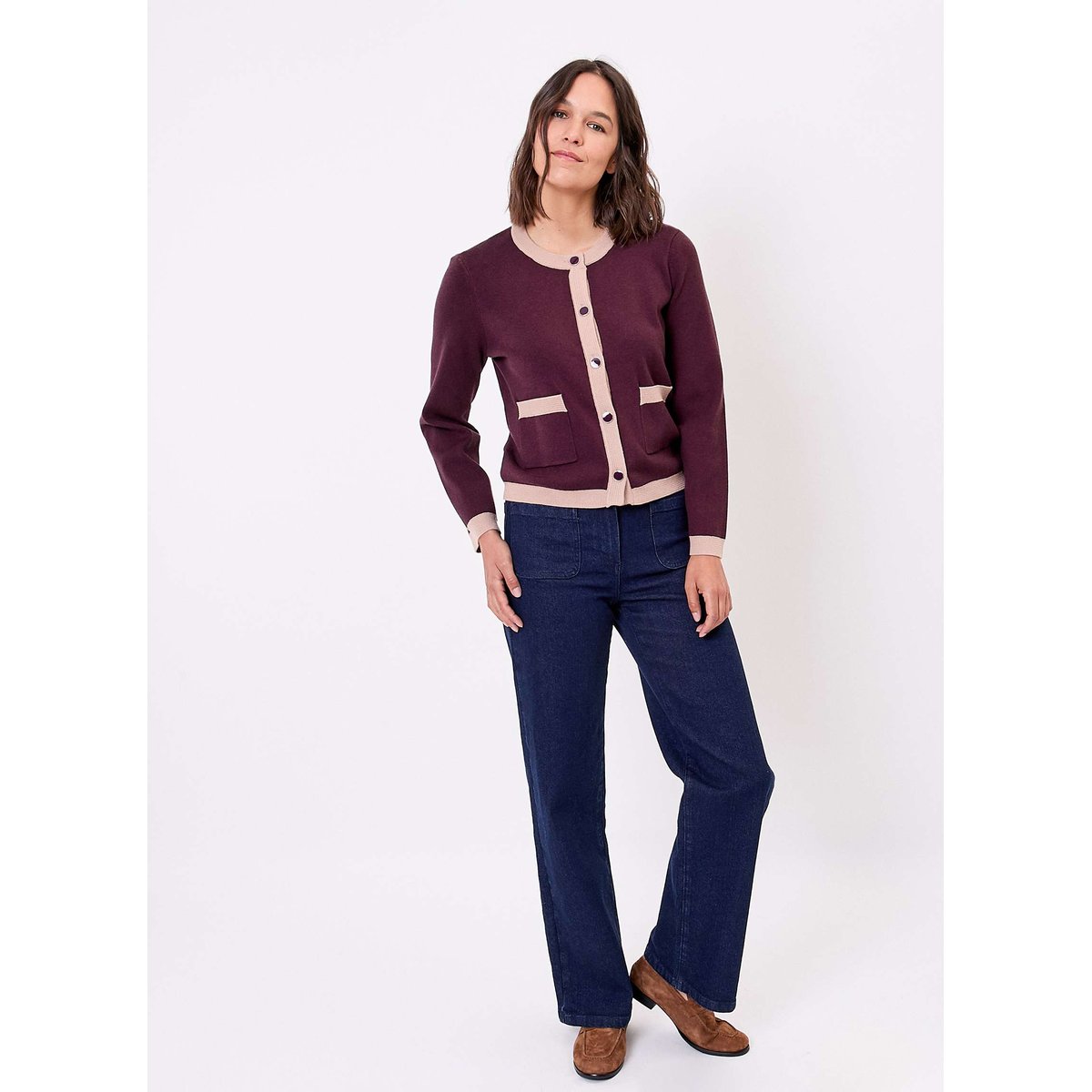 Veste gilet maille compacte ADONIE violet, PRINCESSE NOMADE