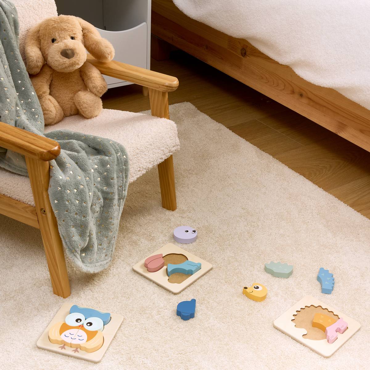 Puzzle éveil en bois Elio 12x12cm modèle b, ATMOSPHERA FOR KIDS