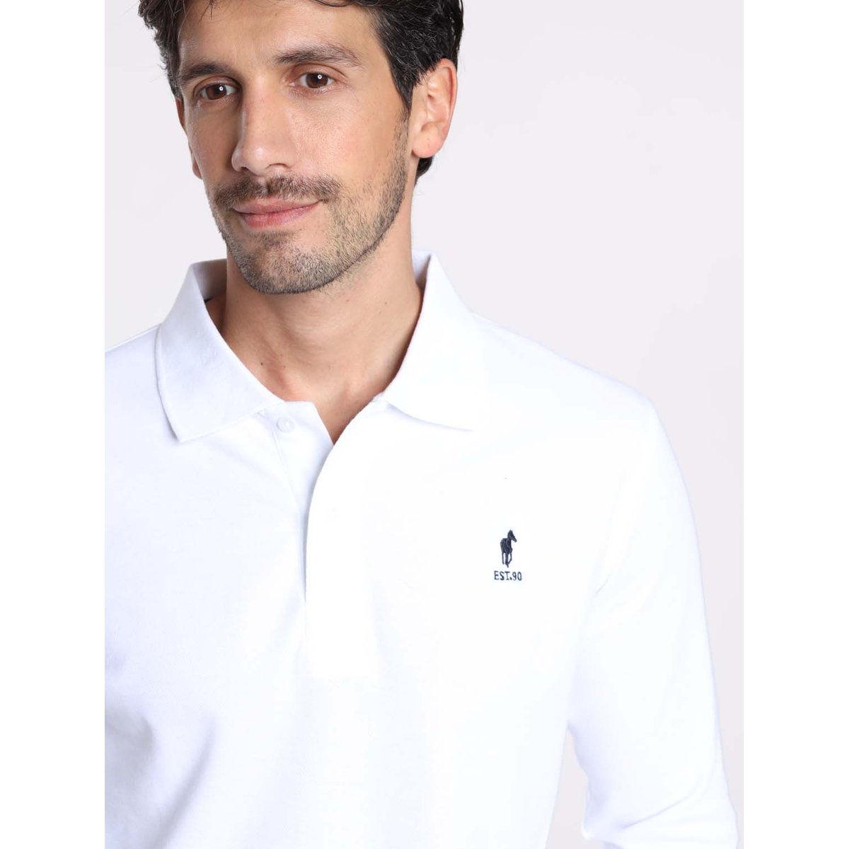 Polos manches longues en coton ORLEANS blanc, GENTLEMAN FARMER