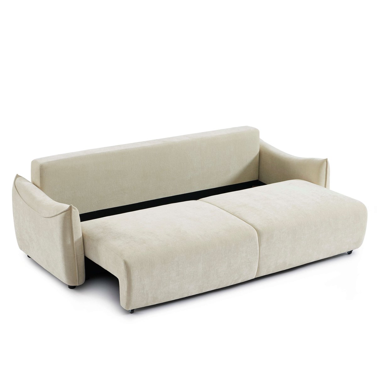 Canapé droit convertible tissu OPALINE beige, BAÏTA