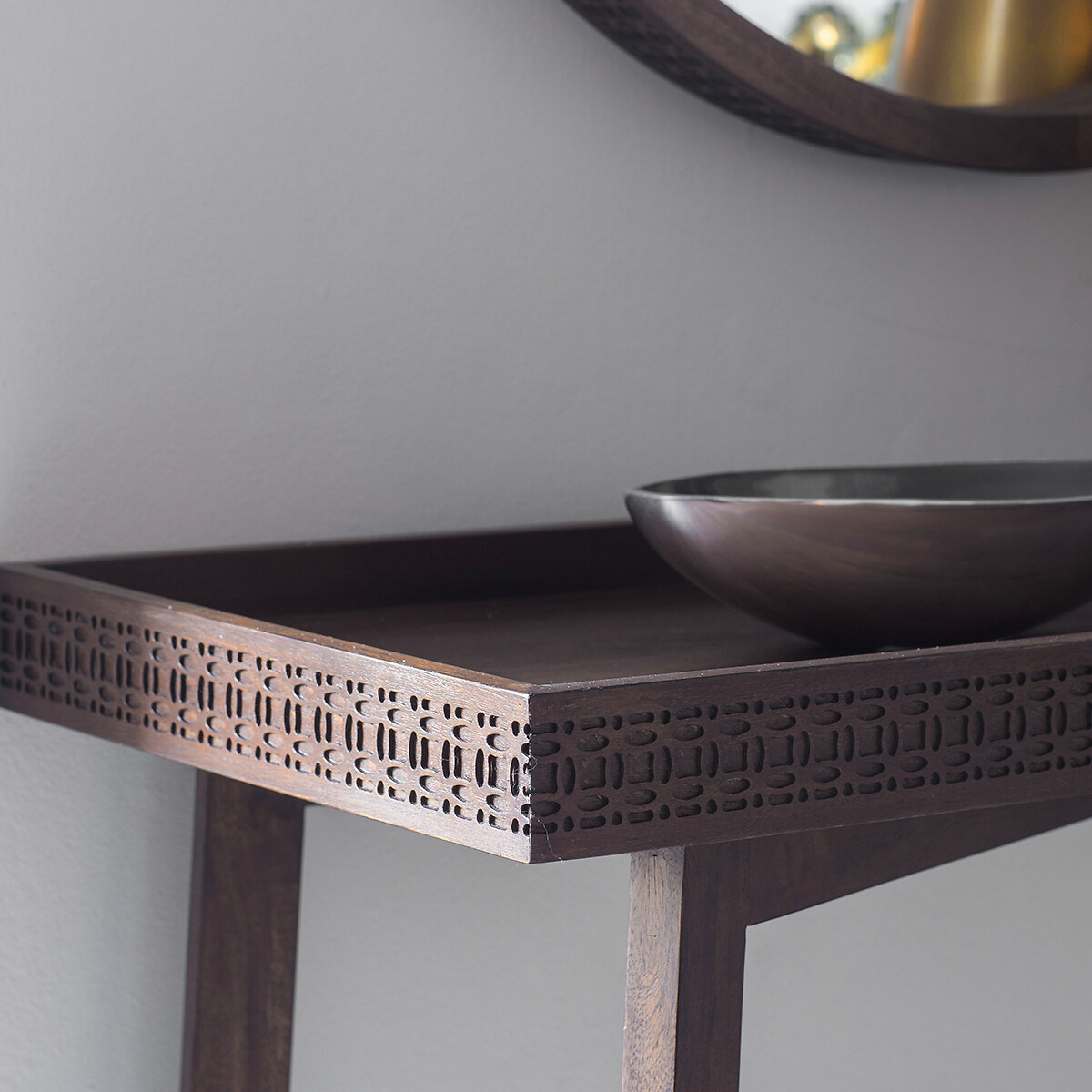 Barauni Boho Carved Wood Console Table brown , ÉDITÉ