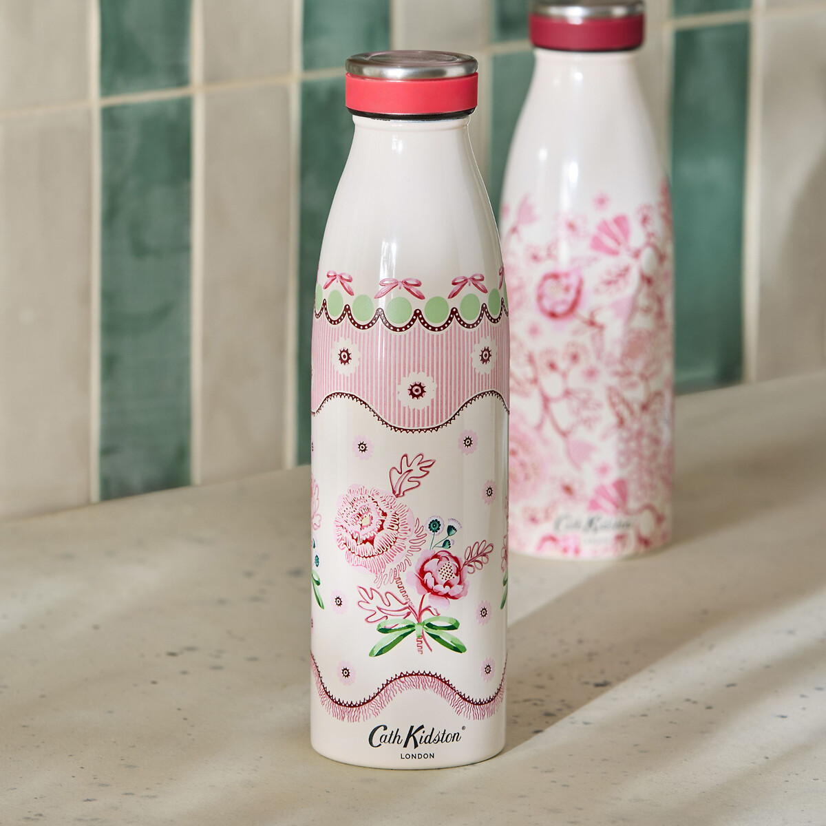 460ml Spitalfields Silk Stainless Steel Bottle pink, CATH KIDSTON