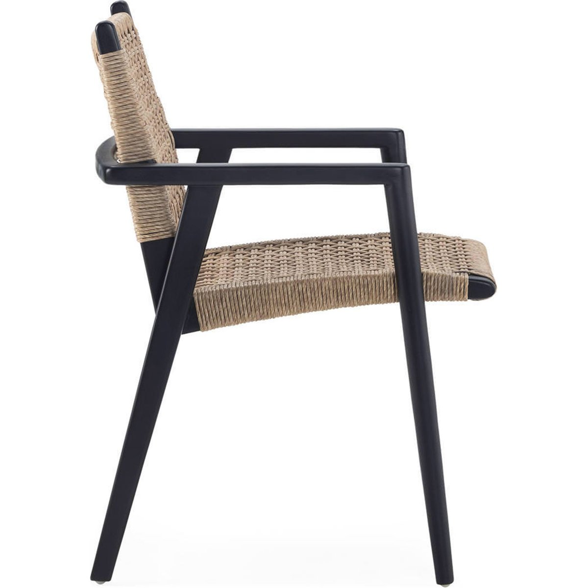 Chaise en teck et fibre tressée noir et naturel, RECOLLECTION