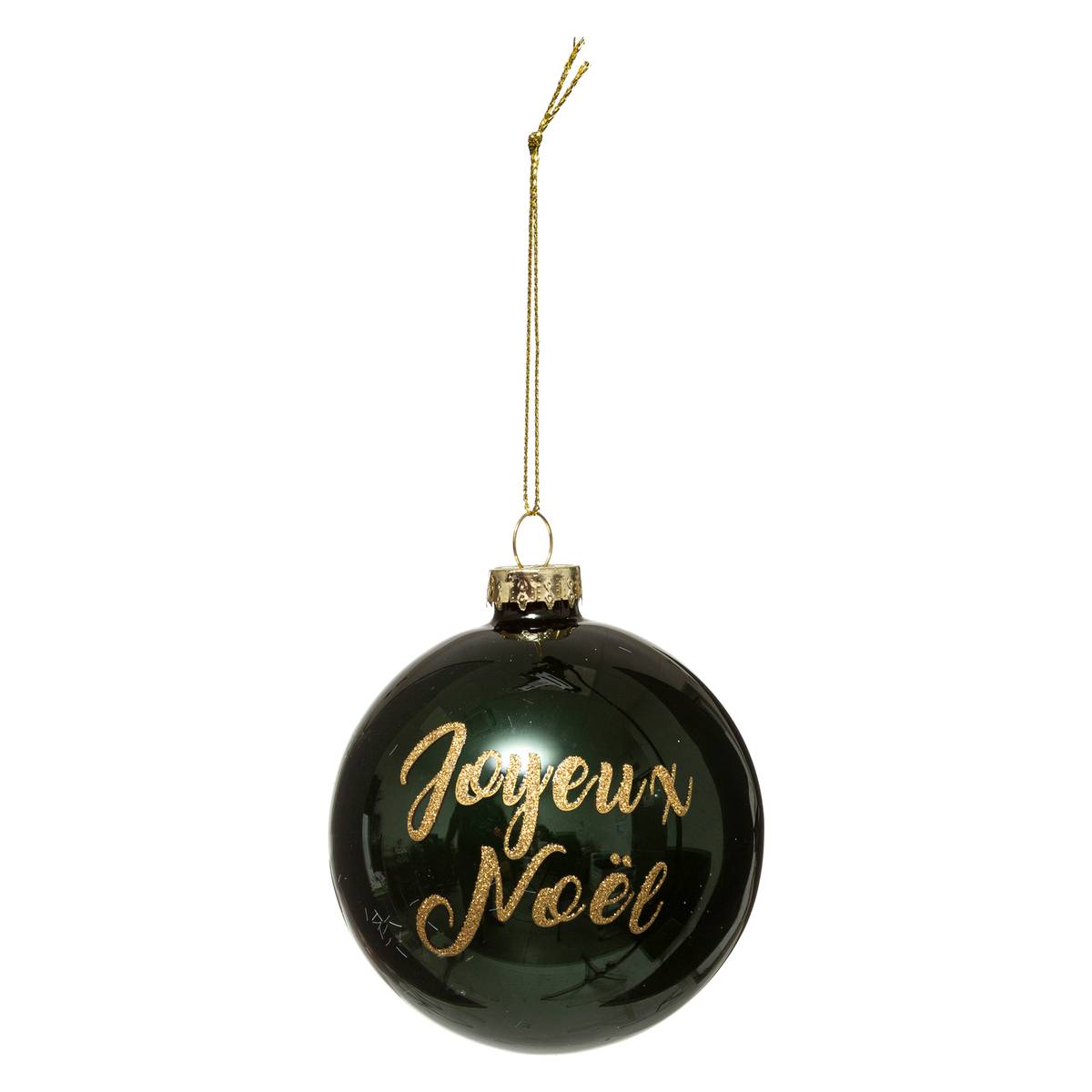Boule de Noël Verre 80 mm Jaune Paillette 3 Assortiments rouge, FEERIC LIGHTS & CHRISTMAS