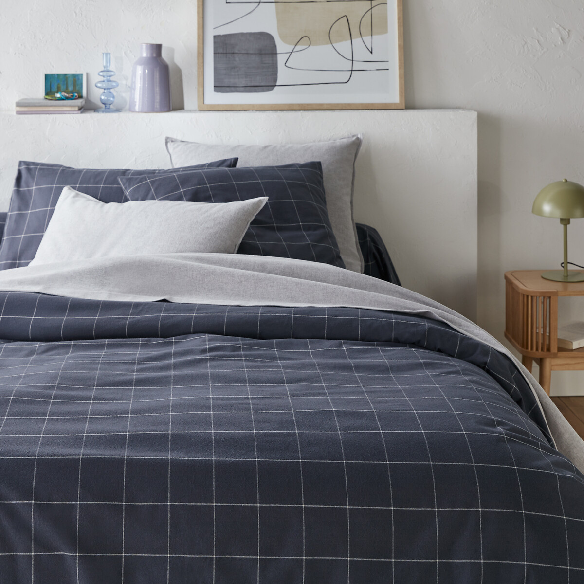 Housse de couette flanelle, Charlie bleu ardoise, LA REDOUTE INTERIEURS
