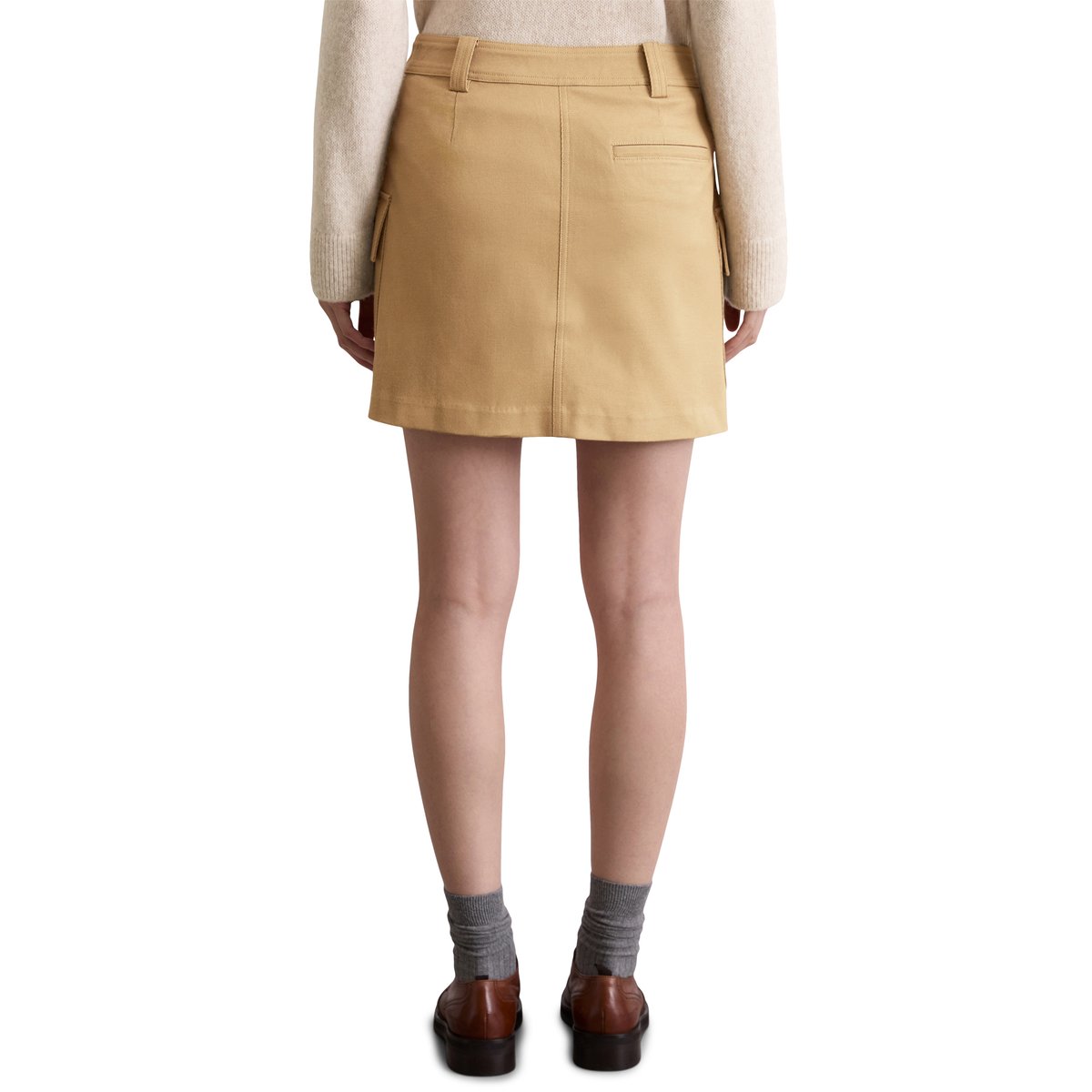 Minijupe cargo shaped en sergé stretch beige, MARC O'POLO