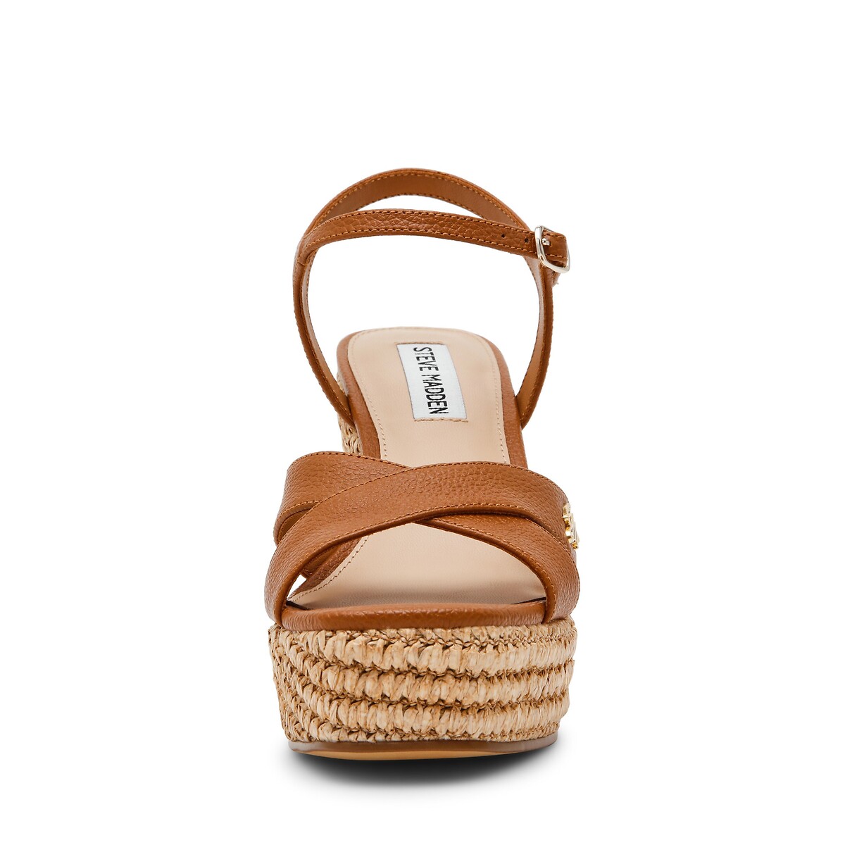 Sandali con zeppa in pelle Cylo-E cognac, STEVE MADDEN