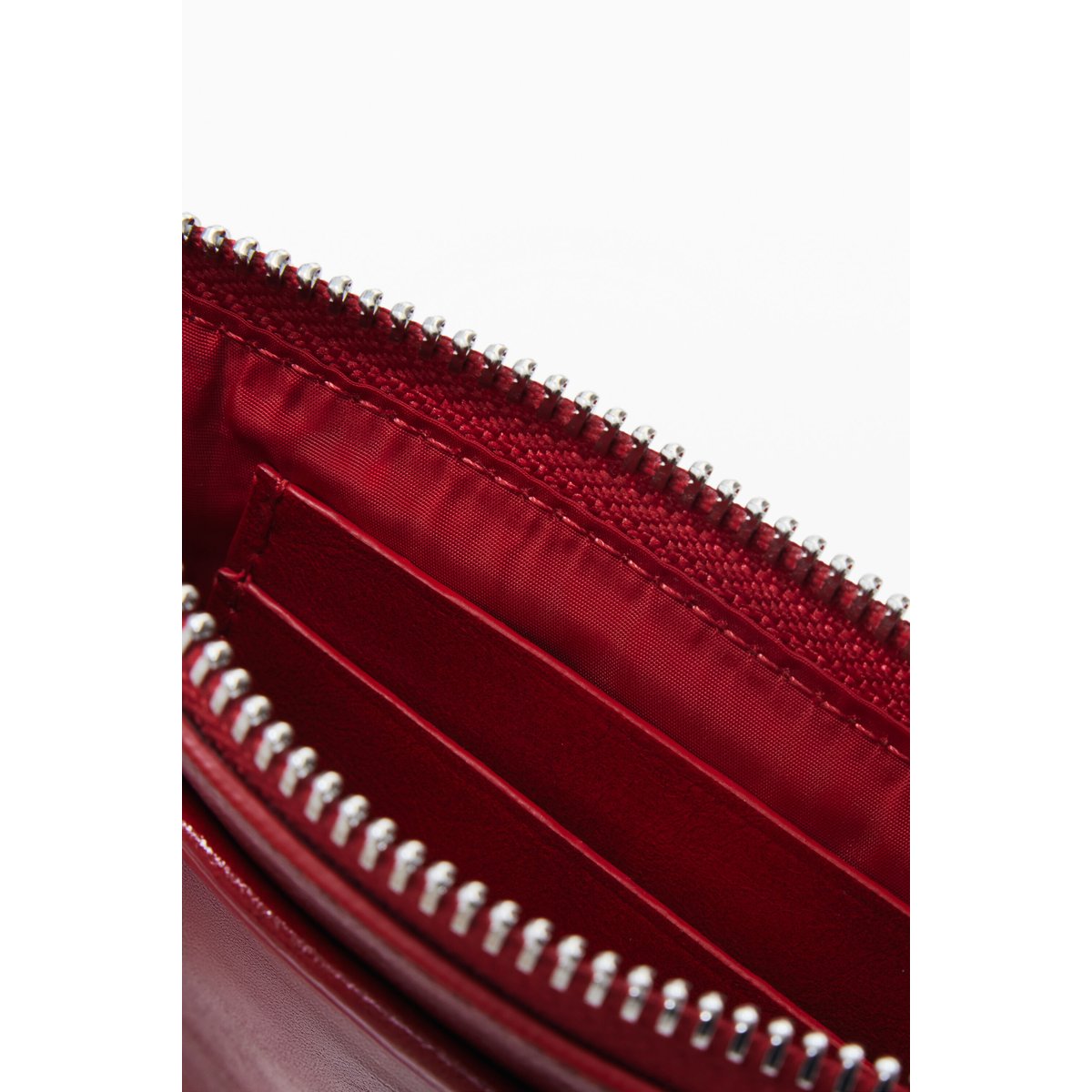 Petit porte-cartes brillant effet cuir rouge, DESIGUAL