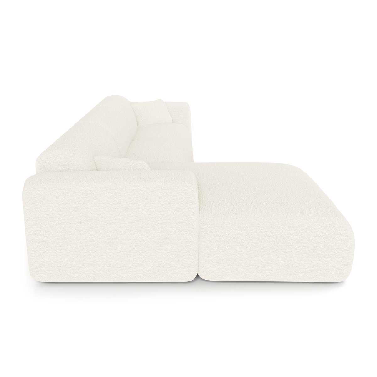 Canapé angle gauche convertible 5 places en tissu bouclette MYRA crème, SIA HOME