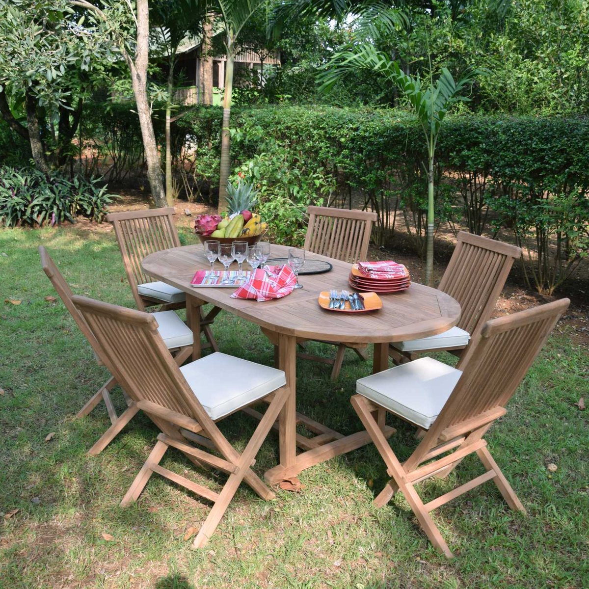 Coussin pour chaises et fauteuils pliants de jardin crème, TECK ATTITUDE