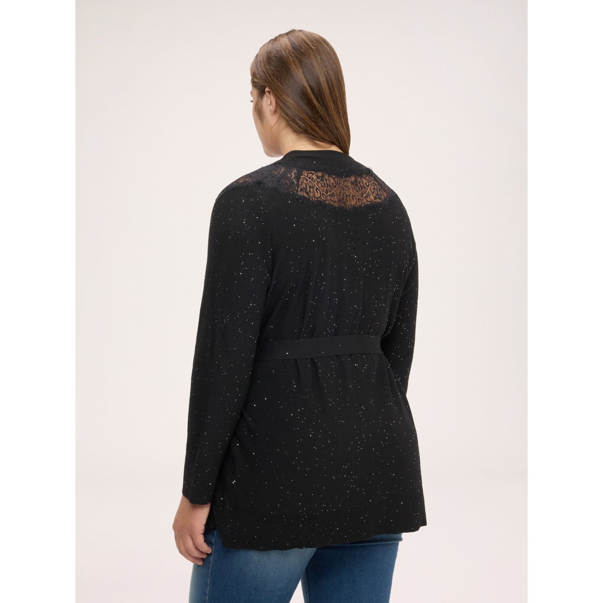 Cardigan avec micro paillettes noir, FIORELLA RUBINO