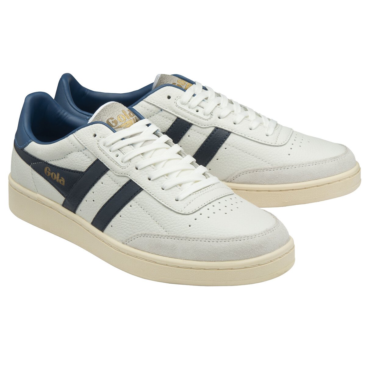 Baskets Contact Leather blanc/bleu marine, GOLA