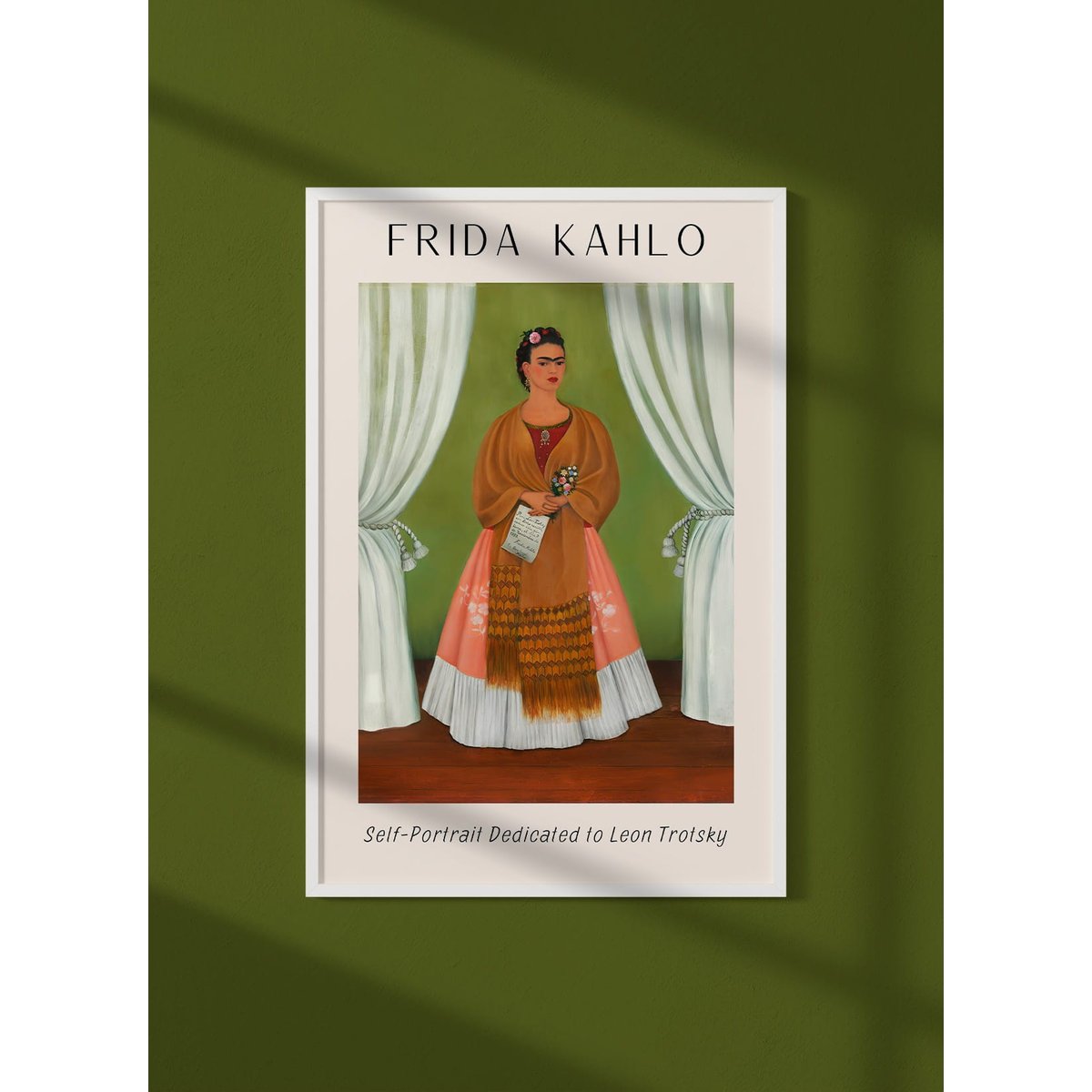 Affiche Frida Kahlo « Self-Portrait Dedicated to Leon Trotsky » blanc, L'AFFICHERIE