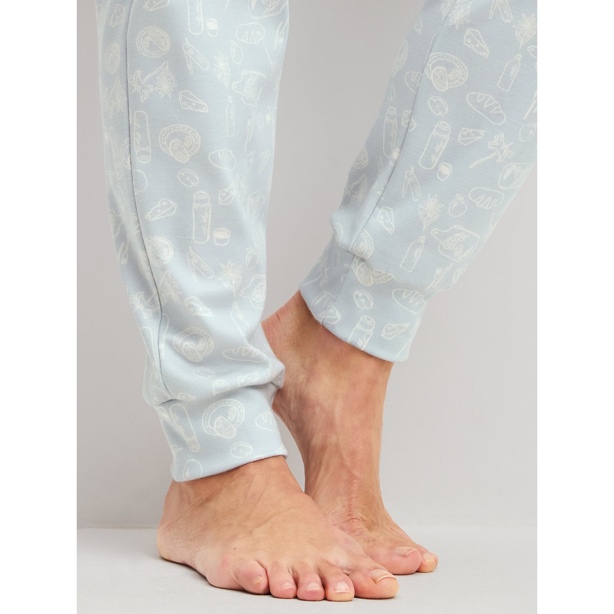 Pantalon de pyjama avec bords-côtes Coton ALPINE M&M pearl blue, CALIDA