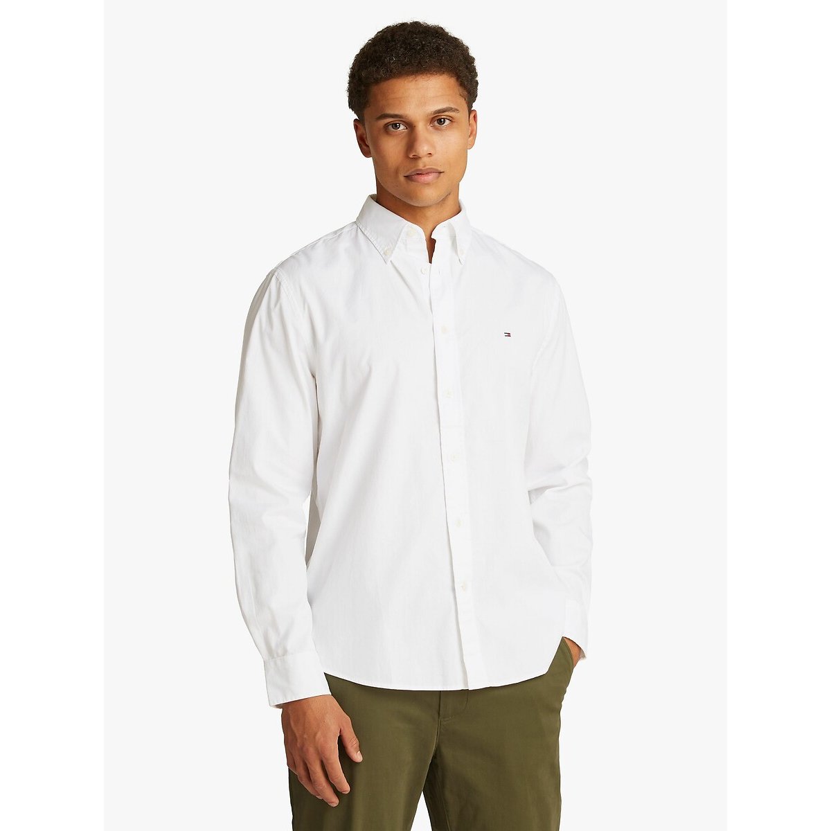 Chemise coupe standard en popeline TH Flex blanc, TOMMY HILFIGER