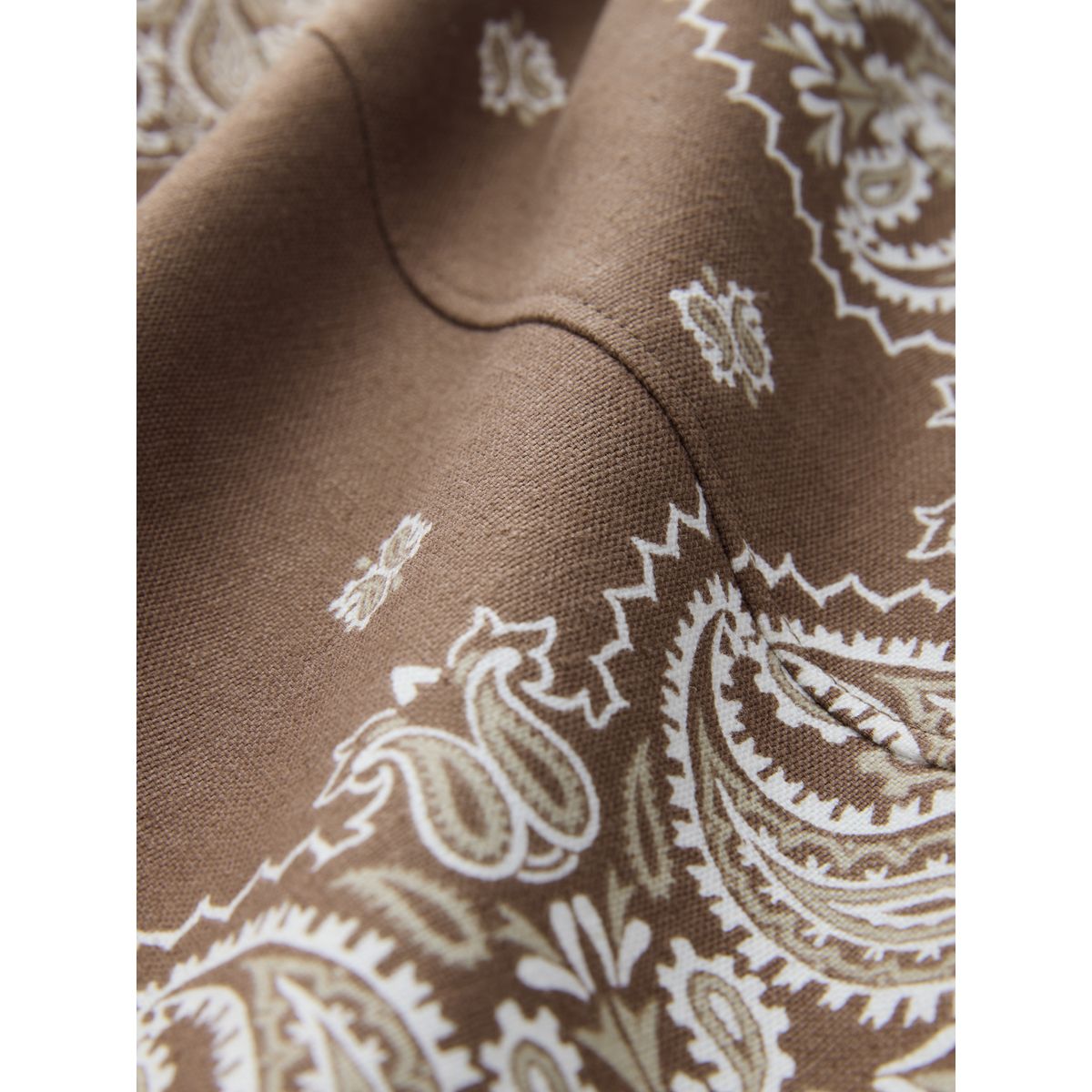 Top à basque en lin motif foulard marron chocolat, NEXT
