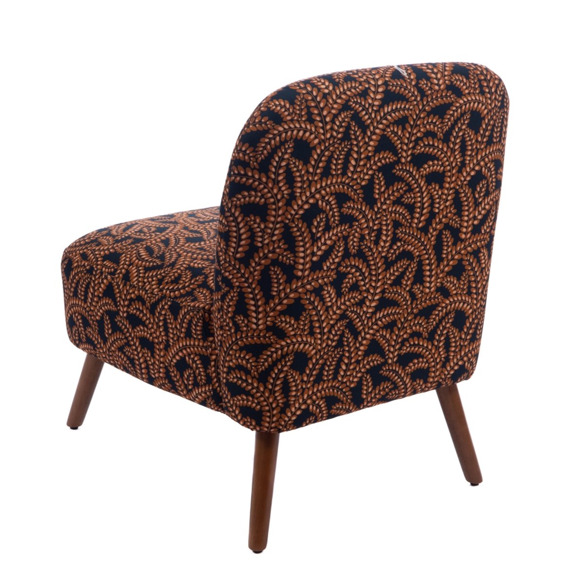 Fauteuil en tissu bleu marine Bucolique jaune, AMADEUS