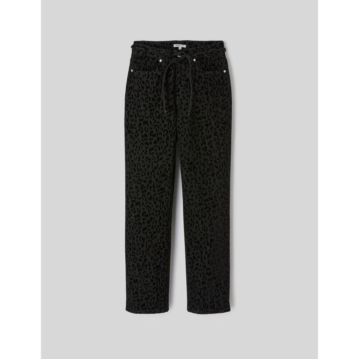 Pantalon imprimé coupe droite noir, BZB