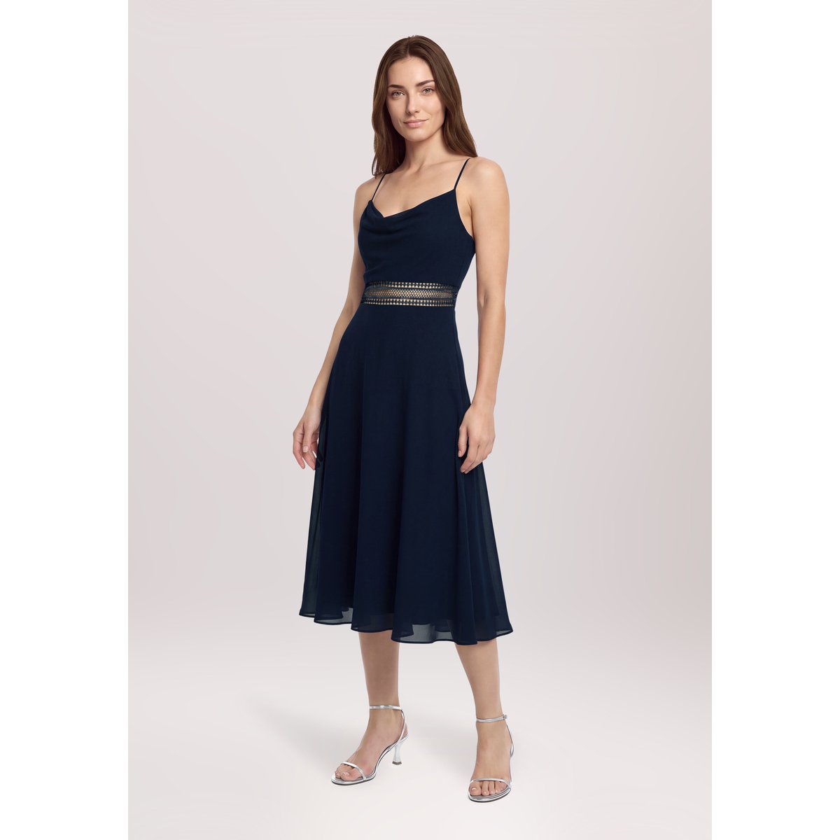 Robe de cocktail à encolure bénitier night sky, VERA MONT