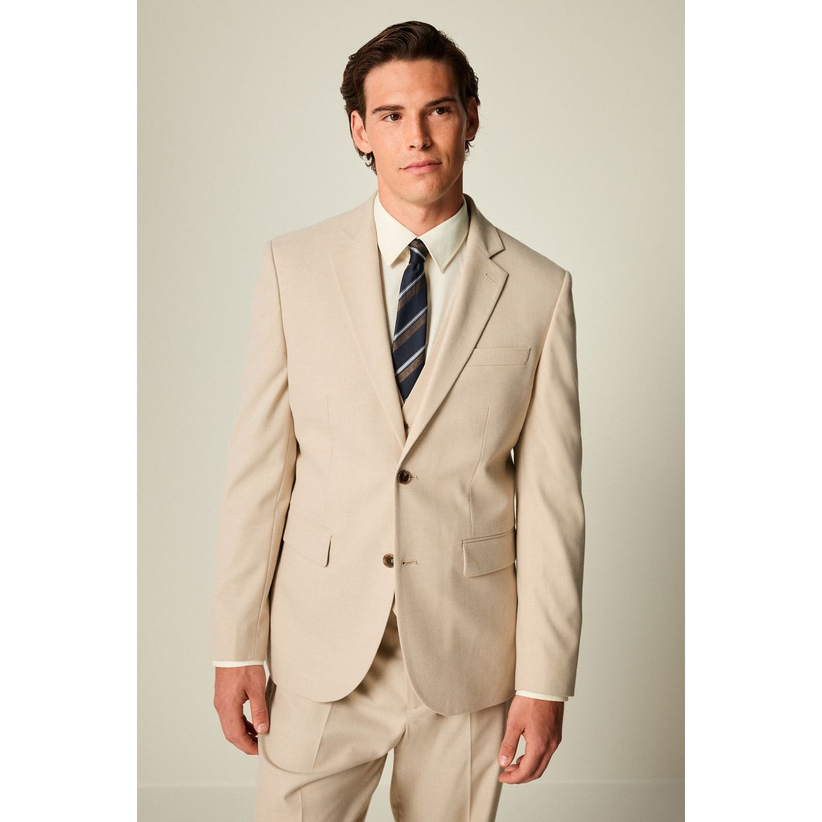 Veste de costume coupe slim en flanelle naturel, NEXT