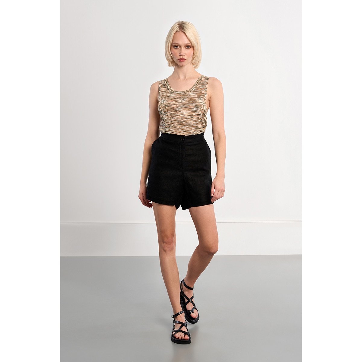 Débardeur en maille rayé khaki, LILI SIDONIO