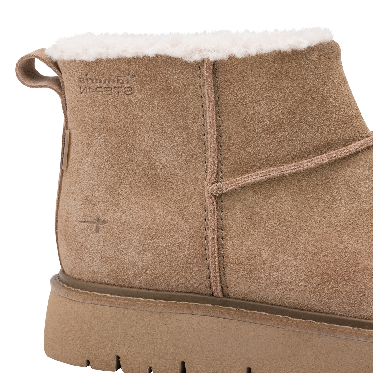 Bottine en cuir marron camel, TAMARIS