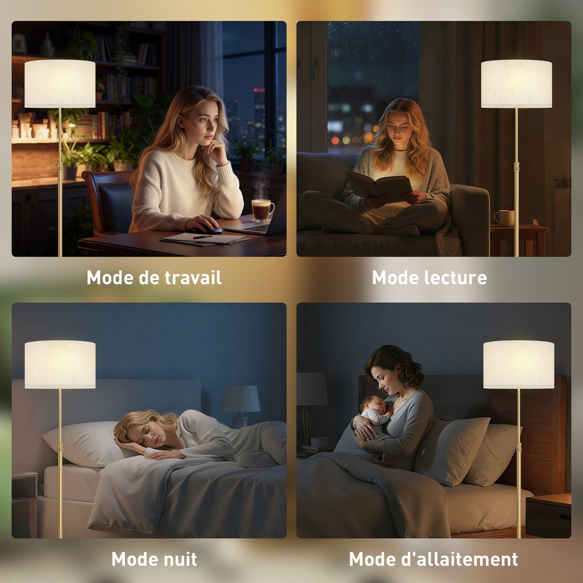 Lampadaire Acier Or jaune, HOMCOM