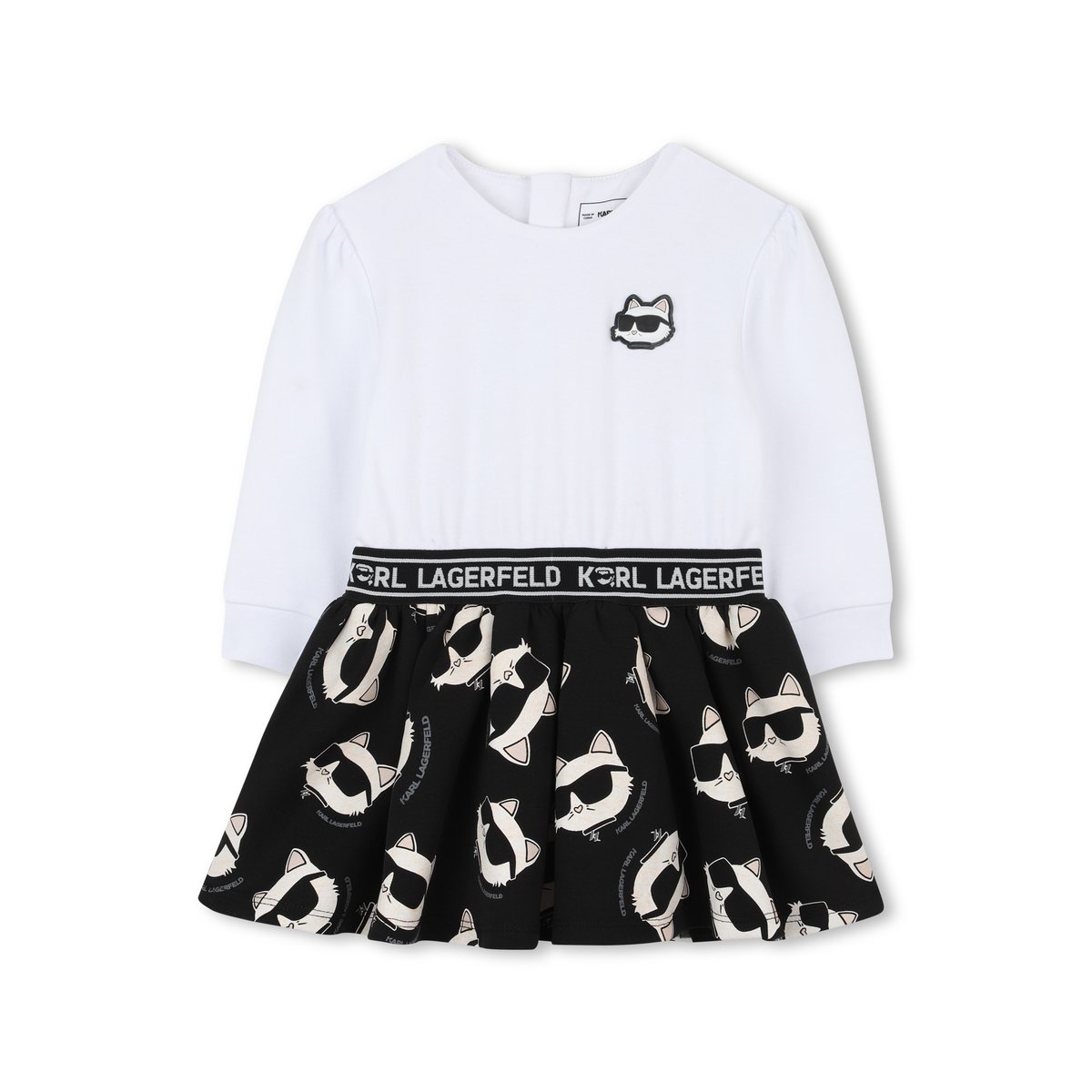 Robe à manches longues blanc noir, KARL LAGERFELD KIDS