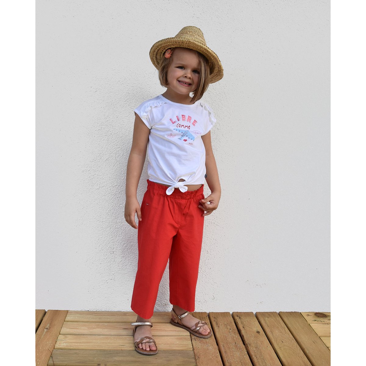 Tee shirt georgina sans manches enfant blanc, SUCRE D'ORGE
